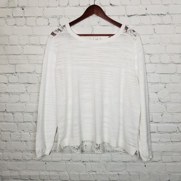 CAbi Sweaters - Cabi Womens Lace Back Whtie Sweater Size XL